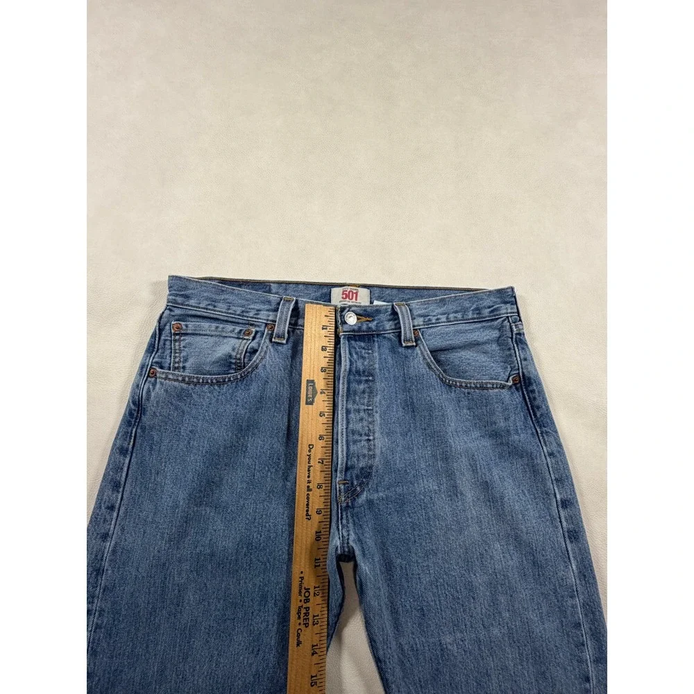 Levis 501 Original Straight Leg Jeans Medium Wash Blue Cotton W34 L32 Mens